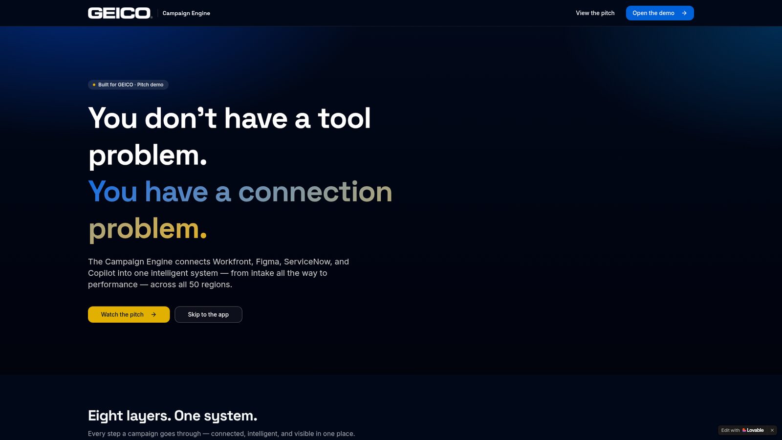 Geico Campaign Command interface